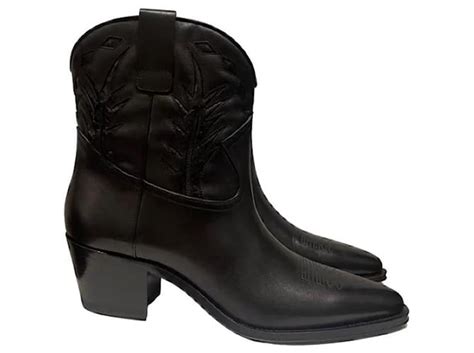 Camargue leather ankle boots Celine Black size 38 EU in Leather .